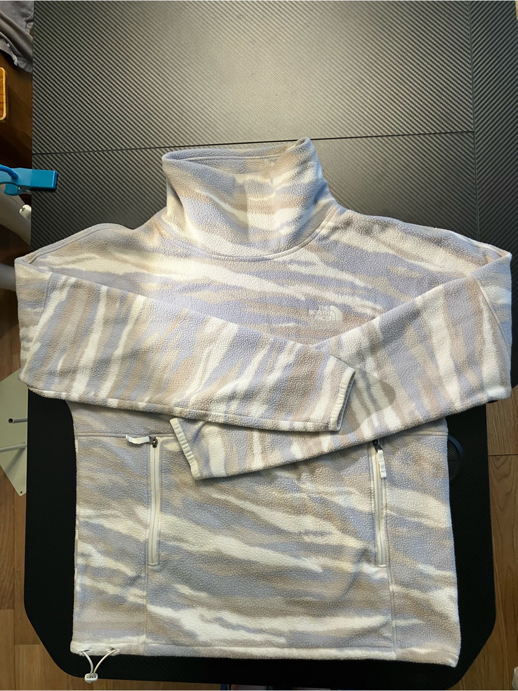 The North Face Cream, Taupe & Gray Striped Fleece Pullover